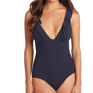 SEA LEVEL SWIM black Essentials Frill One Piece Swimsuit US size 6 NWT
